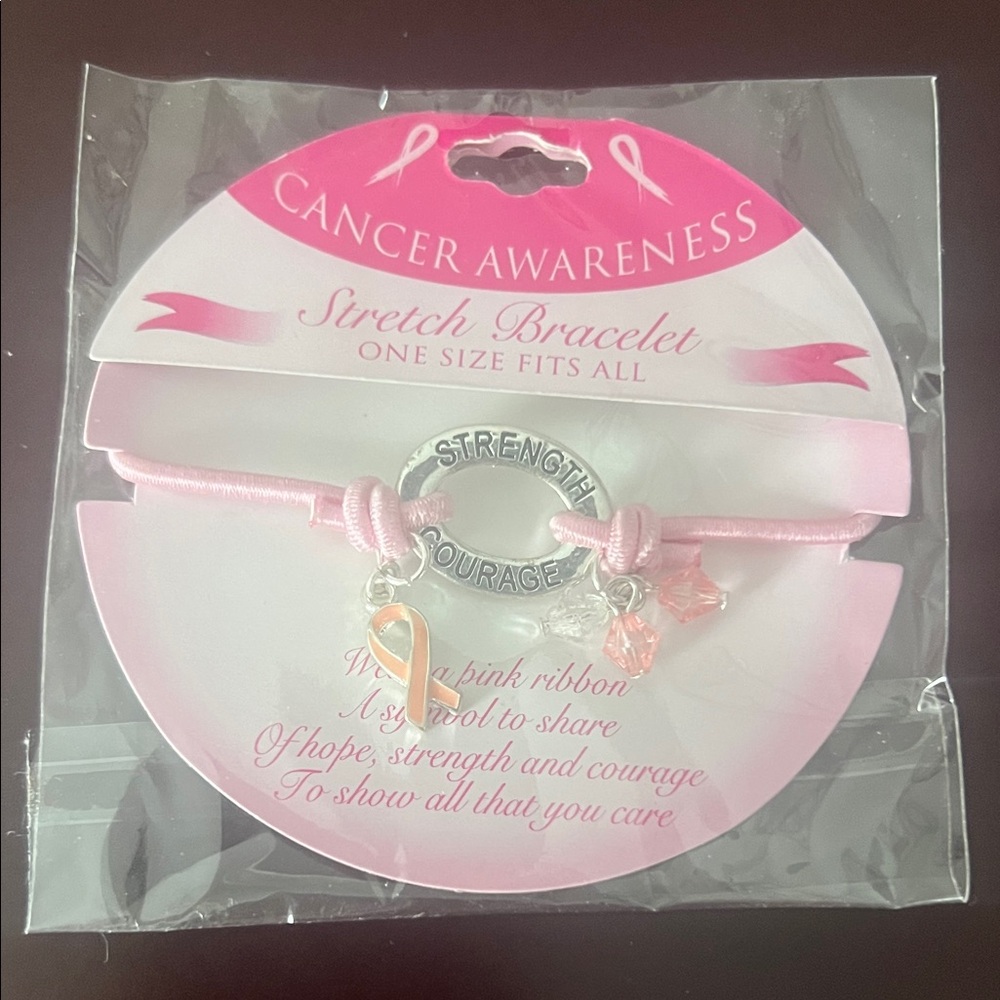 Pink Cancer Awareness Stretch Bracelet